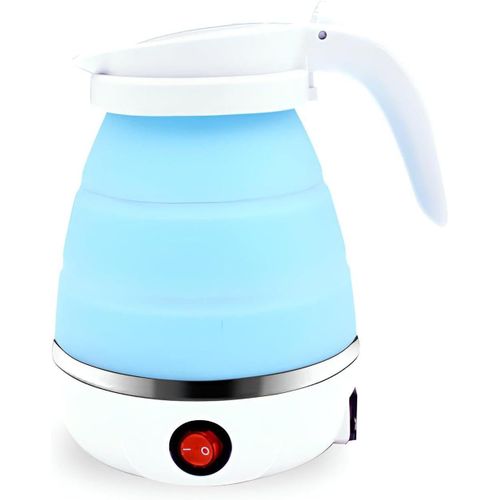 Portable Kettle - Innovative Collapsible Silicone Electric Kettle Perfect for Travel, Featuring a Compact Design and Efficient 600W Power for Quick Boiling (Blue)