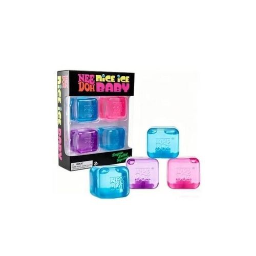 Needoh Nice Ice Baby – Mini Ice Cube Squishy Fidget Toy, Sensory Toys for Anxiety Relief, Safe Non-Toxic Dough Material(4-Pack)