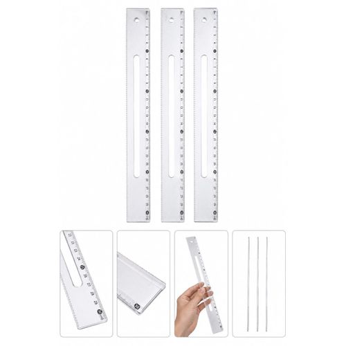 30 cm Transparent Drawing Ruler – 3-Piece Clear Plastic Set