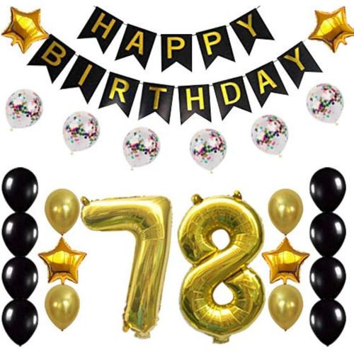 Minhero Lee 78th Birthday Decorations Party Supplies Happy 78th Birthday Confetti Balloons Banner and 78 Number Sets for 78 Years Old Party(Gold)