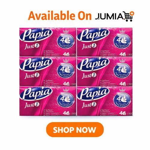 مناديل سحب وجه بابيا الانعم البيضاء عبوة 500 منديل - الوحيدة 4 طبقات - الاقتصادية 6 عبوات
