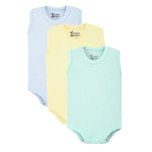 Funny Bunny Pack of 3 Cotton Sleeveless Bodysuit for Baby