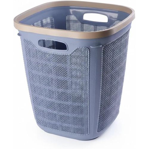Plastic Laundry Basket Jute Design, Multicoloured , 60L, with Perforated Design and Distinctive Shape