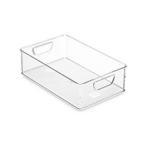 Set Of 16 Refrigerator Organizer Bins - Plastic Pantry Organization and Storage Baskets - Stackable Food Fridge Organizers with Cutout Handles for Freezer, Kitchen, Countertops, Cabinets