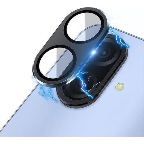 Camera lens protector for Samsung Galaxy A07 4G mobile accessories, metal protective case with a single ring, tempered glass with a hardness of 9, suitable for the case, scratch-resistant (black)