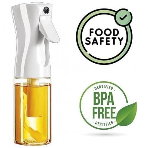 Oil Sprayers -300 ml Jumbo Glass Oil Sprayer Bottle, Refillable Glass Spray Bottle for Air Fryer, Olive Oil, Vinegar, Cooking, BBQ and Salad Dressing, Multi-Purpose Mist Sprayer for Plants, Hair Care and Household Cleaning