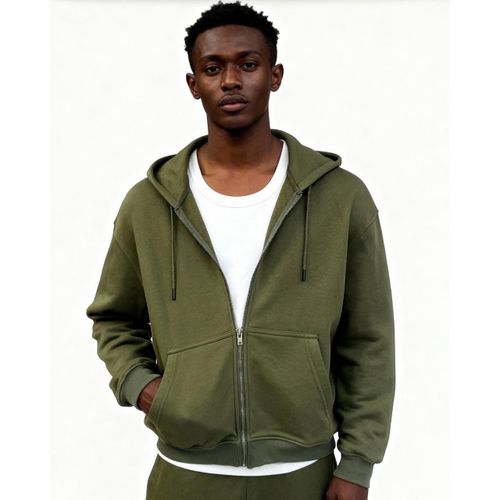 هودي رجالي واسع من Feathers بسحاب، مصنوع من قطن 100% لفصل الشتاء