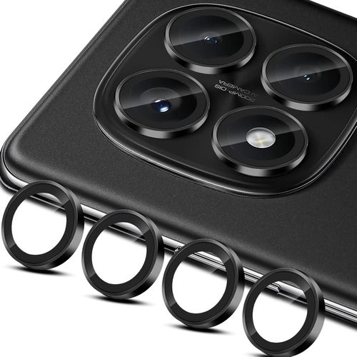 Camera Lens Protector for Xiaomi Redmi Note 14 Pro 4G Accessories 9H Tempered Glass Metal Individual Ring Camera Cover Screen Protector Case Friendly Anti Scratch Black