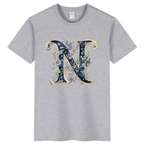 Light grey Cotton T-shirt Letter N