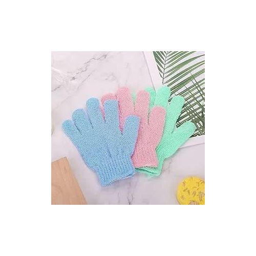 Exfoliating Gloves - Bamboo Exfoliating Gloves for Shower - Shower Loofah - Body Scrub for Bathroom - Removes Ingrown Hair and Dead Skin - Multicolor
