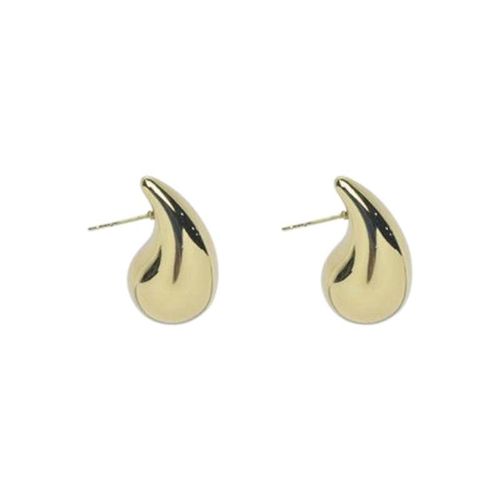 Stainless Steel Chunky Teardrop Stud Earrings For Women 2 Pieces - Gold