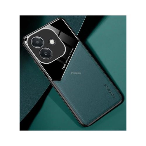 Case Compatible With Oppo A3A3X Cover Luxury Leather And Glass With Car Magnetic Holder Phone Cover Soft Frame Silicone - Green