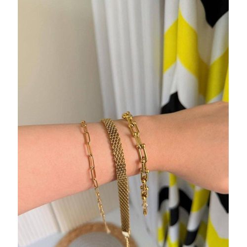 Chic 3-Piece Layered Charm Bracelet Set - 316-Grade Stainless Steel (Gold-Tone Non-Tarnish & Waterproof Jewelry)