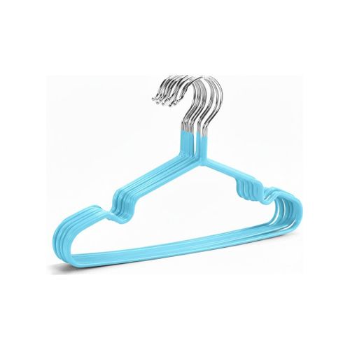 10pcs Strong Metal Hangers for Clothes – Durable Non-Slip Adult Hangers for Dresses, Jackets, Coats & Shirts, Space-Saving Design-(blue)