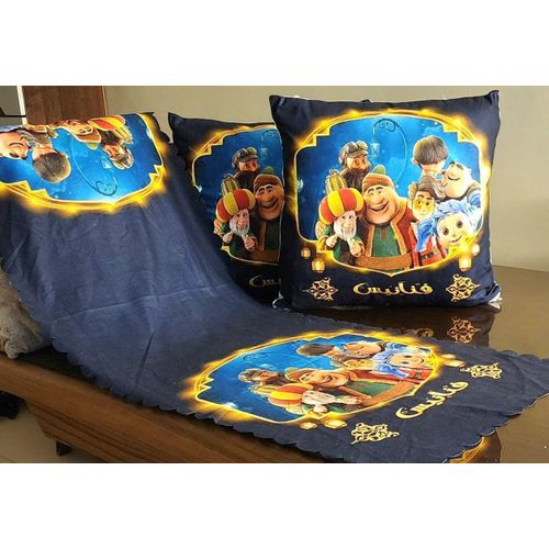 Table Runner with Cushion Set – 3 Pieces – Turkish Velvet – Digital Print