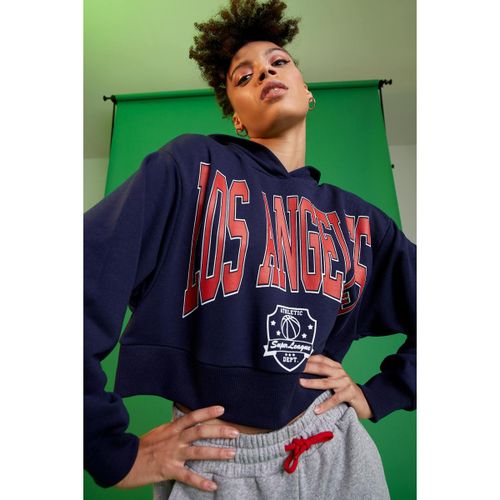 Woman Hooded Loose Fit Sweat Shirt - Navy