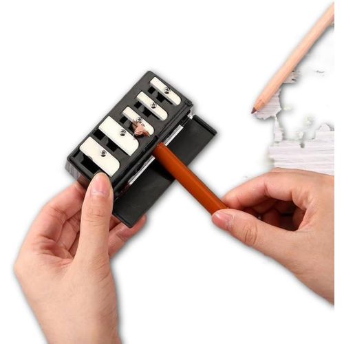 Cleaning Rod Sharpener - 5-Hole Manual Multi-Size Blade Pencil Sharpener, Black (2 pieces)