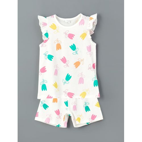 Crew Neck Floral Girls Shortie Pyjama Set