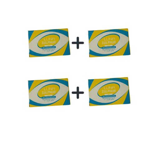 عرض 4 صابون لونا الطبي بالكبريت 55 جم لعلاج حب الشباب والبشرة الدهنية ومضاد للبكتيريا