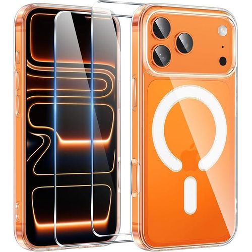 Magnetic Cover for Phone 17 Pro Max 6.9 Inches Compatible with Magsafe, Shockproof Anti-Scratch Protective Military Case with 2 Transparent Tempered Glass