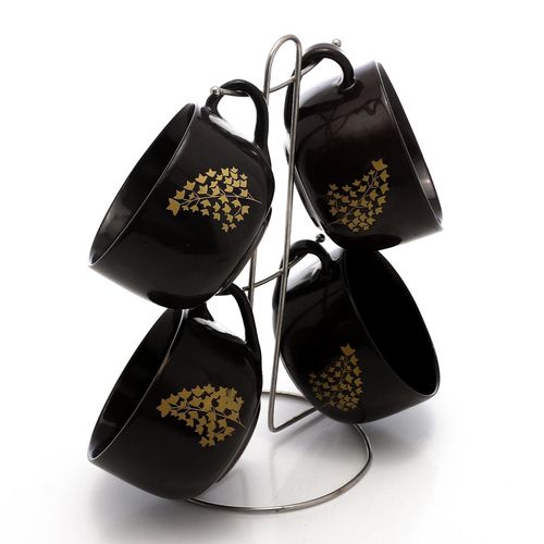 Porcelain soup Mug Set wing 4 Pieces metal Stand High-quality