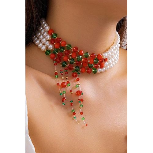 قلادة أنيقة للنساء - مزيج كريستال ولؤلي