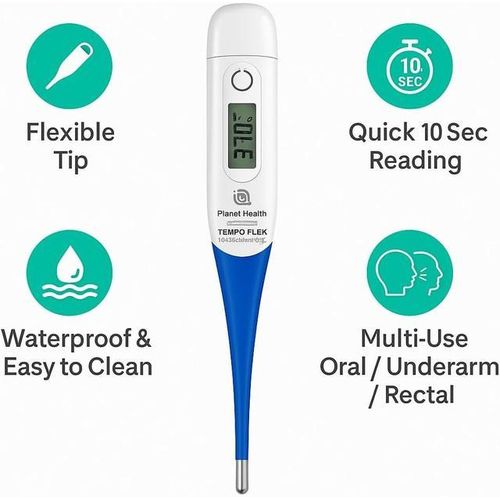 Tempo Flex Thermometer with Flexible Tip for Safe Oral Temperature Measurement in Children