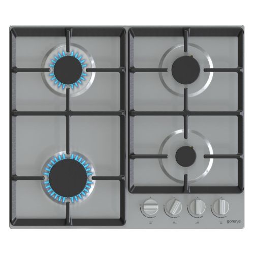 Built in Gas Hob 60 cm, 4 burners, Front Knobs, self-igniting, Cast iron grid, G641EX Stainless steel