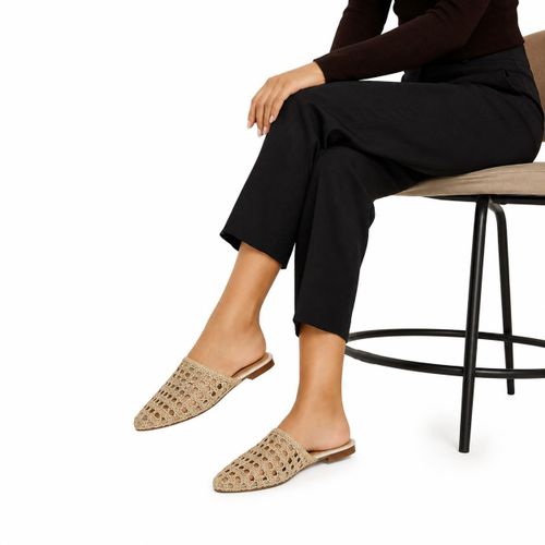 Women's Crochet Mule Sandal – Breathable Slip-On Flat Sandal for Casual Everyday Wear