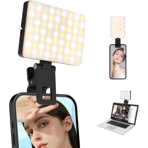 LED Light – 360-Degree Rotation – 3 Powerful Colors – 2700K to 6500K – Mounts to Camera, Mobile, Computer, or External Stand – For Content Creators (by Blogama) – U160 – Black