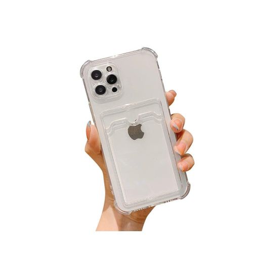 Clear Wallet Phone Case for iPhone 12 Pro 61 Inch Upgrade Card Slot Case Slim Fit Protective Soft TPU Shockproof Cover with Cute Card Holder - Transparent