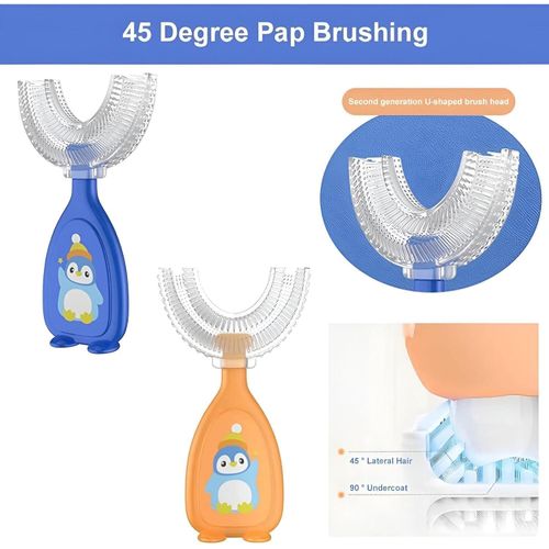 U-Shape Brush - Innovative toothbrush with food-grade silicone bristles delivering full-mouth coveragesupports gum care and easy cleaning experience for toddlers ages 2-6