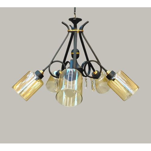 Classic metal chandelier 5 crystal bulbs, luxurious design and perfect lighting 60*60