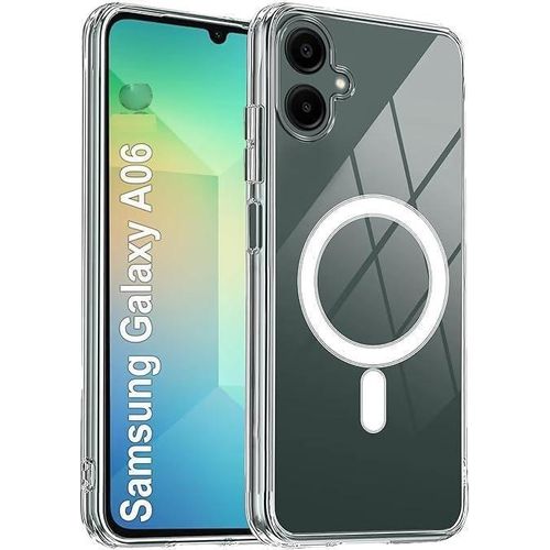 Case for Samsung Galaxy A06 Clear Case Compatible with MagSafe, Strong Magnetic Design Not Yellowing Shock Absorption Slim Thin Lightweight Durable Transparent Protective Cover