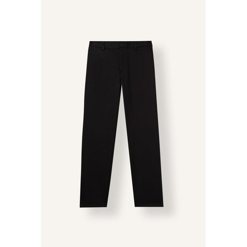 Fitted Mid-Rise Wool-Look Pockets Trousers