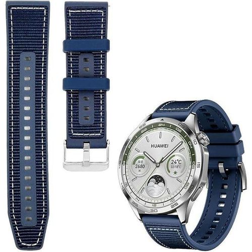 For Huawei Watch GT 4, 22mm Silicone Watch Band With Braided Style And Nylon Composite Blue