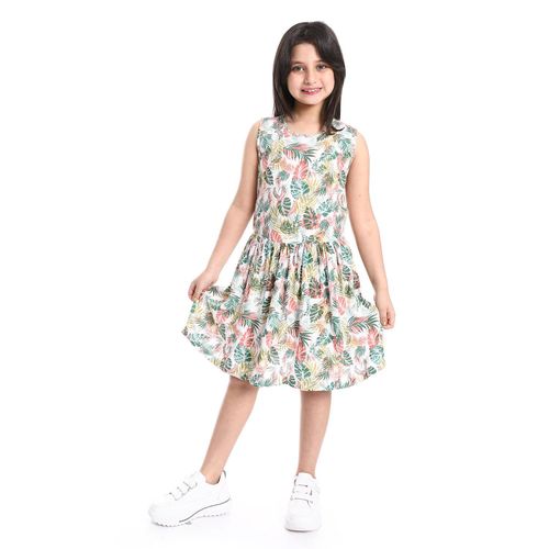 Ted Marchel Girls Flower Round Neck Casual Dress