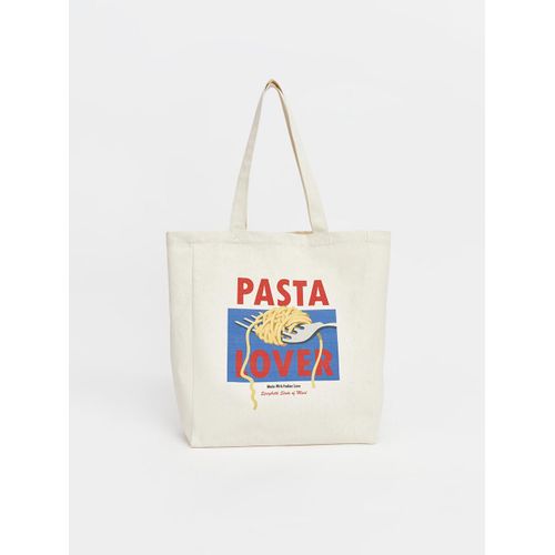 Text Printed Canvas Women's Shoulder Bag