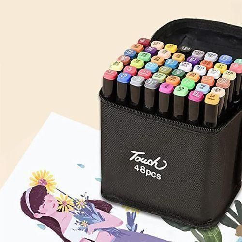 48 Colors Dual Tip Touch Marker Pen Set