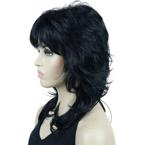 Synthetic Hair Wig Short Wavy Black Color