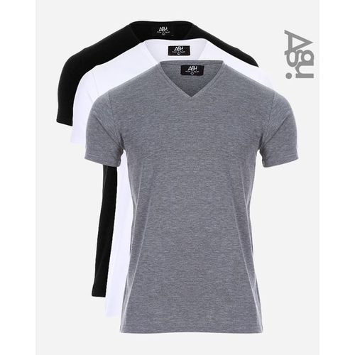 Bundle Of 3 V-Neck T-Shirts - Black, Whi... - (285)