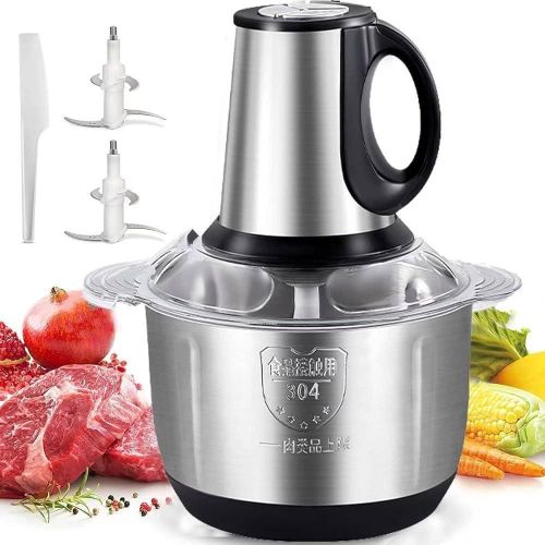 Electric stainless steel meat grinder - 2500 watts - 5 speeds - powerful meat grinder, 3 sharp blades, 5 liter capacity, grinds meat, vegetables, and nuts in seconds - easy to clean and safe for home use.