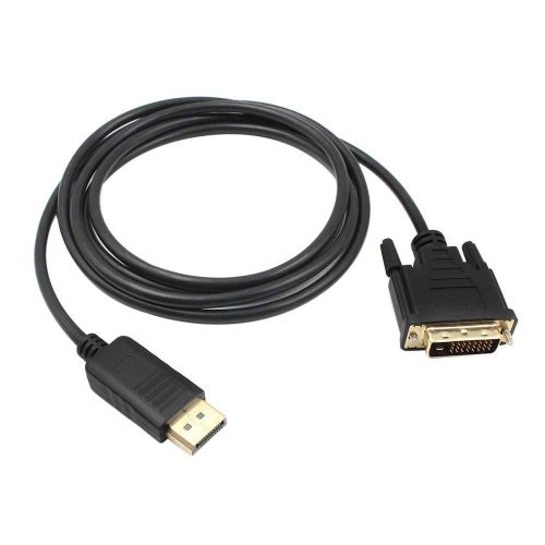 1.8M DP to DVI Adapter DisplayPort Display Port to DVI Cable Adapter Converter Male to Male Video Cable 1080P for Projector Display Black