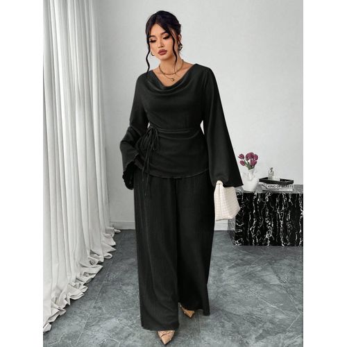 Black Cowl Neck Co-ord Set