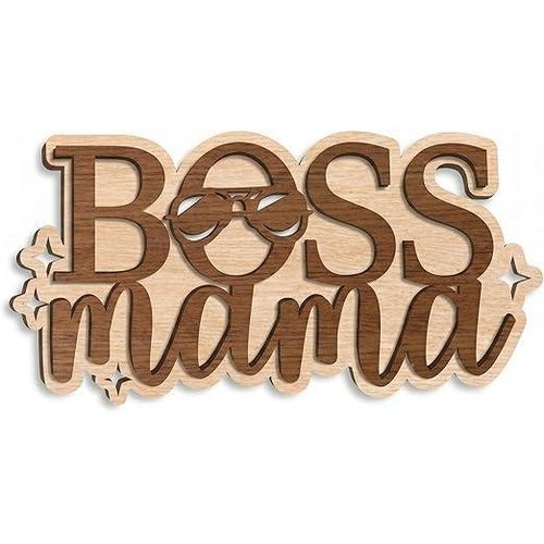 Premium Mother's Day Wooden Wall Art - 2-Layer 3D Laser-Cut MDF Wood Décor - 40cm Wide - Multiple Designs: Mother of the Year, Boss Mama, Blessed & More (Boss Mama)