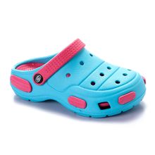 Kids Bi-tonePerforated Slip On Clogs - Turquoise &amp; Fuchsia