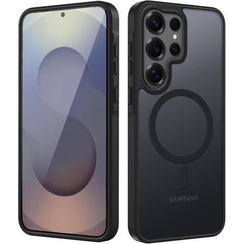 Magnetic Cover for Samsung Galaxy S25 Ultra, Compatible with MagSafe, Translucent Matte PC Back Case Anti-Scratch TPU Shockproof Slim Protective Case, Black