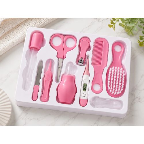 10-piece baby care kit with thermometer. The kit contains all the essential care tools your baby needs in one place.