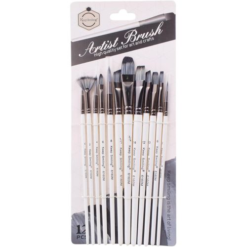 Artist Brush Set, 12 Pieces - White