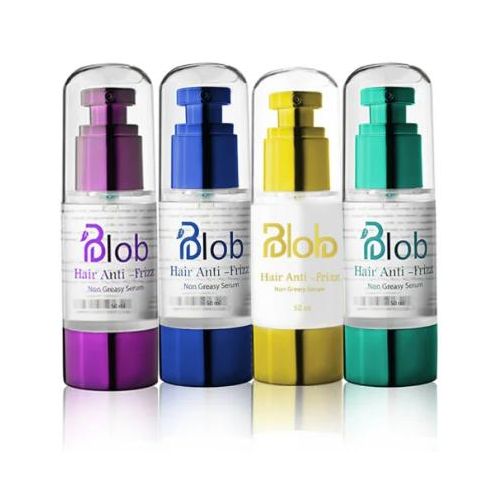 (سيروم بلوب للشعر المضاد للتجعد وغير الدهني 50 مل - مجموعة من 4 قطع (ذهبي اخضر ازرق موف